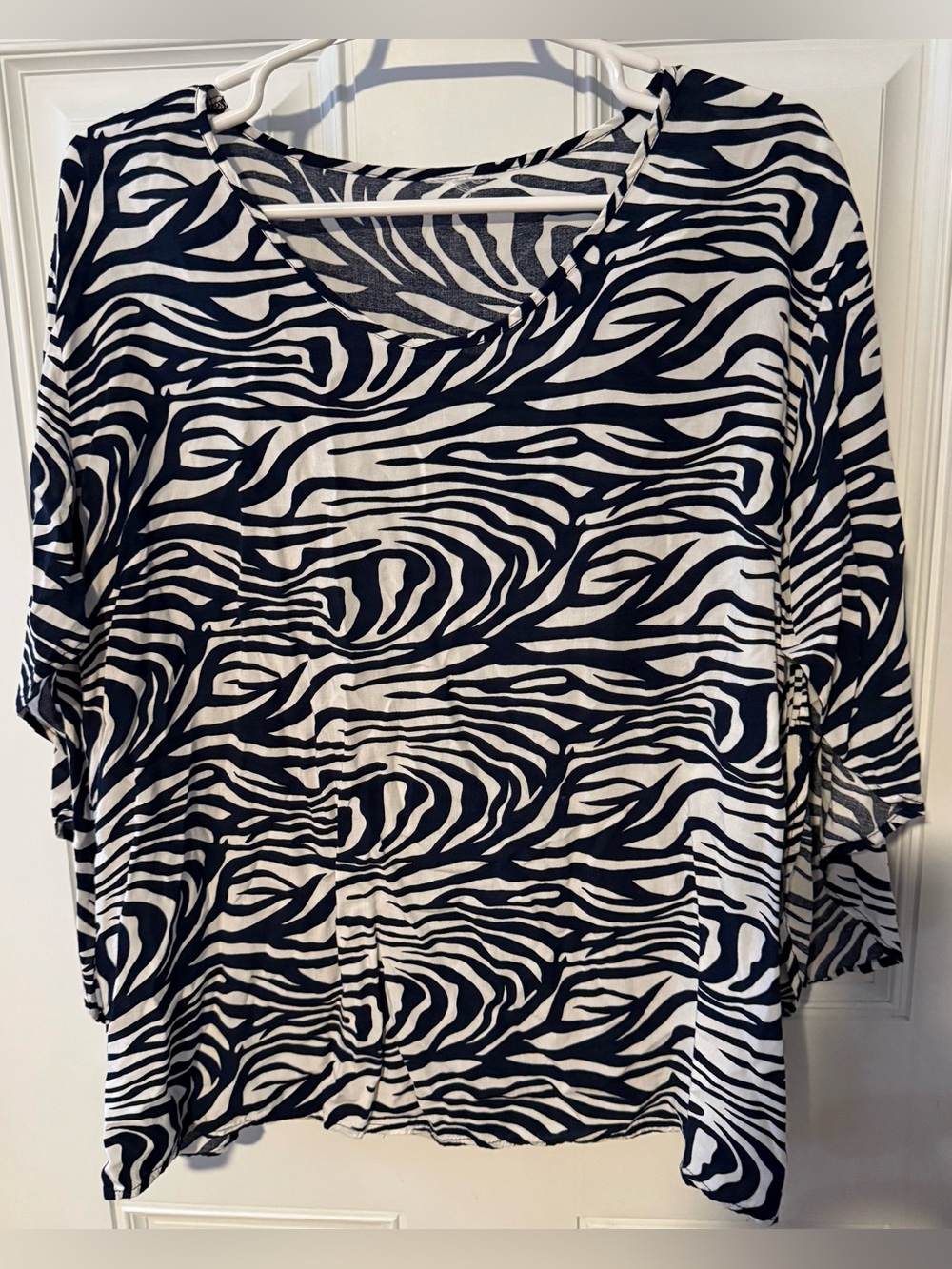 Blue & White Zebra Print Women’s Top